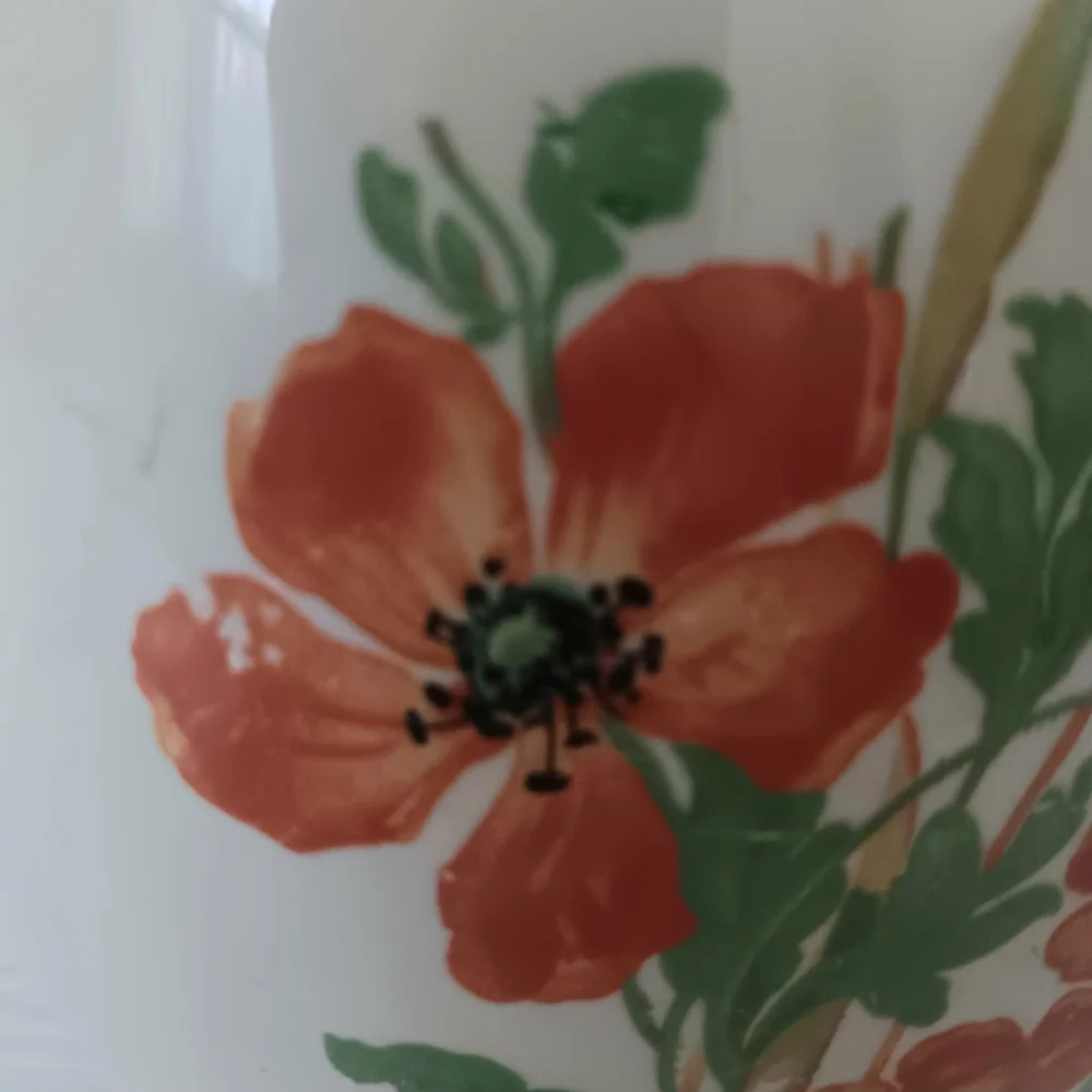 Hall's Kitchenware Vintage 1930s Pale Yellow Wild Poppy & Wheat Ceramic Pitcher